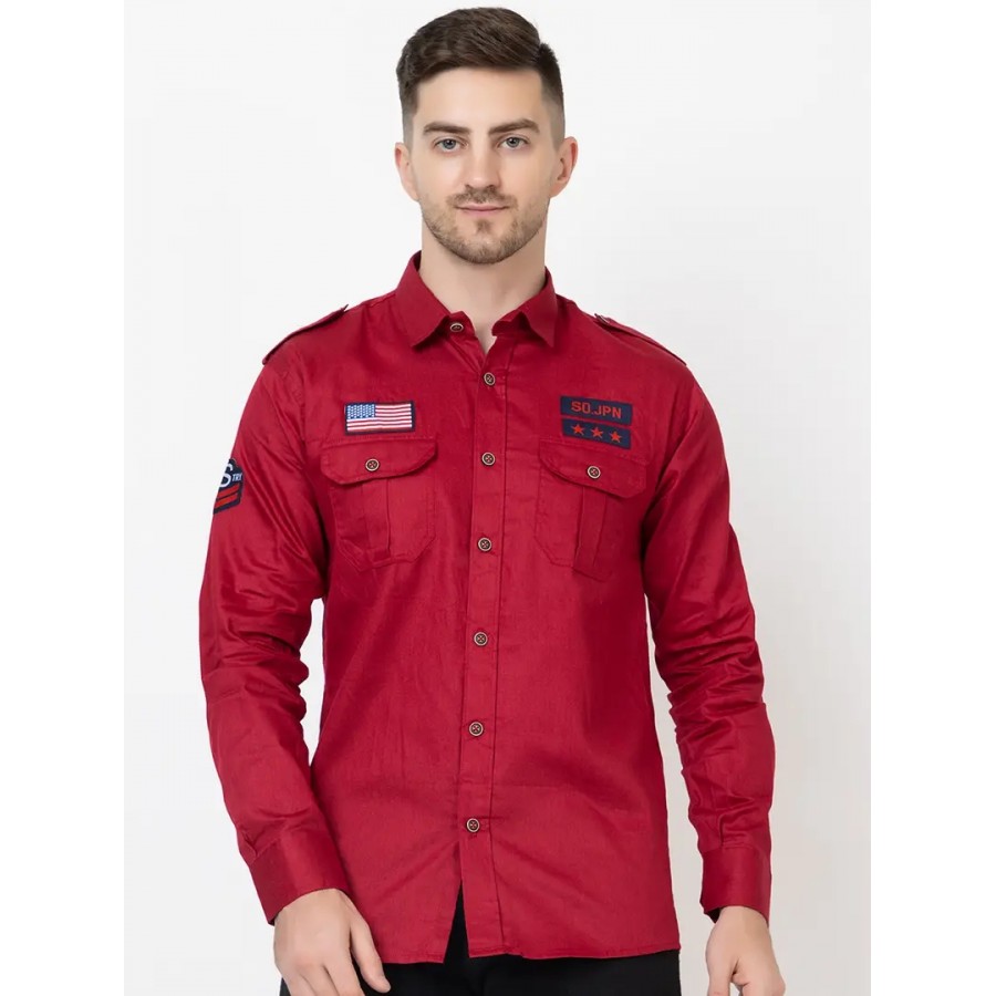 Reliable Maroon Cotton Long Sleeves Casual Shirt For Men