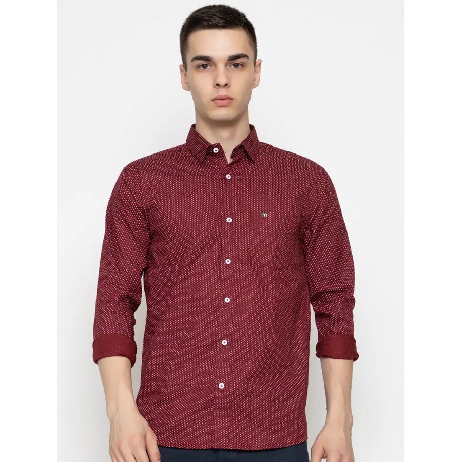 Reliable Maroon Cotton Long Sleeves Casual Shirt For Men