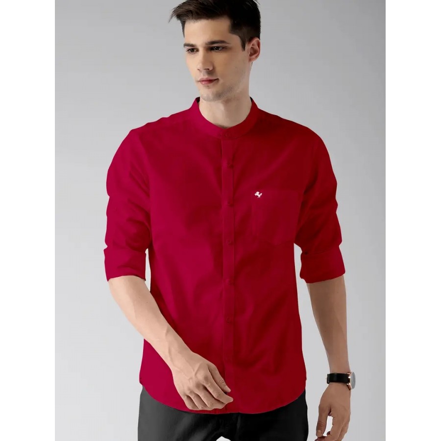 Reliable Maroon Cotton Solid Long Sleeves Casual Shirts For Men