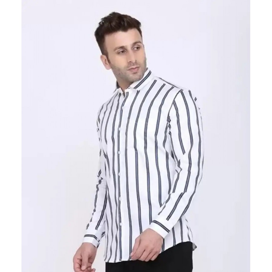 Reliable Multicoloured Cotton Striped Long Sleeves Casual Shirts For Men