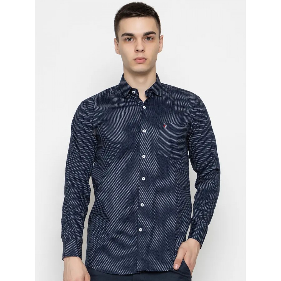 Reliable Navy Blue Cotton Long Sleeves Casual Shirt For Men