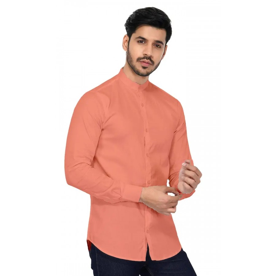 Reliable Peach Cotton Checked Long Sleeves Casual Shirts For Men