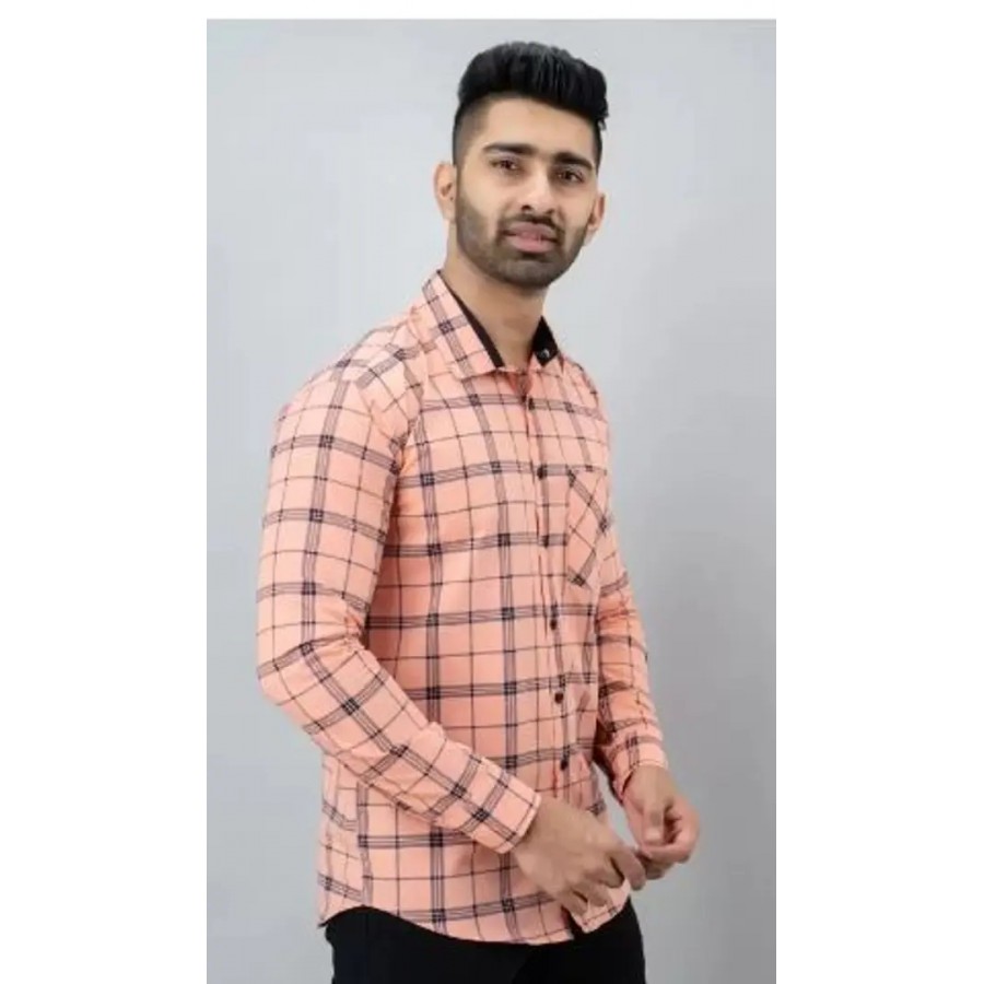 Reliable Pink Cotton Checked Long Sleeves Casual Shirts For Men