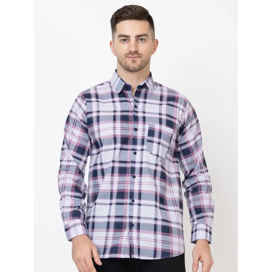 Reliable Purple Cotton Long Sleeves Casual Shirt For Men