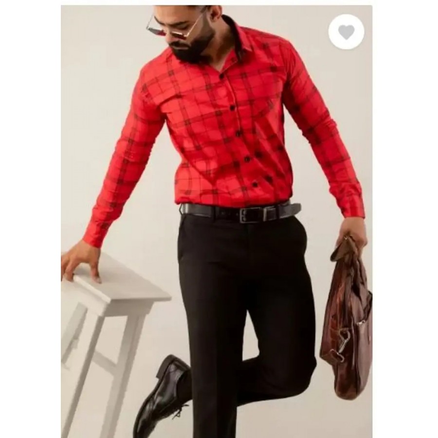 Reliable Red Cotton Checked Long Sleeves Casual Shirts For Men