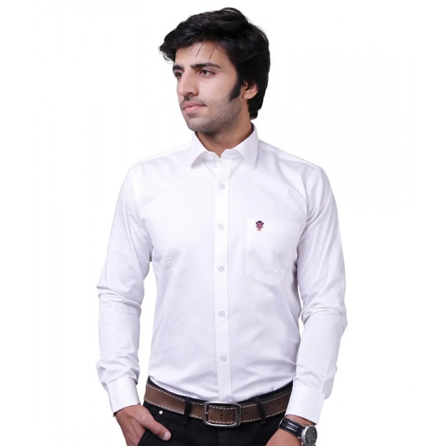 Reliable White Cotton Blend Long Sleeves Casual Shirts For Men