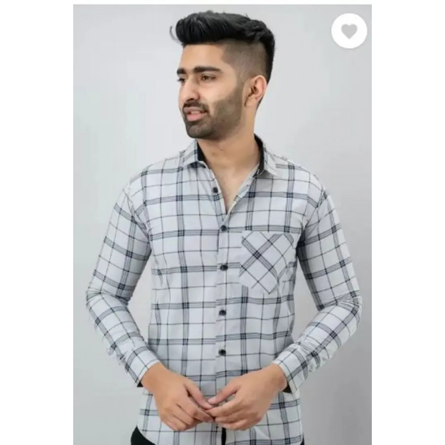 Reliable White Cotton Checked Long Sleeves Casual Shirts For Men