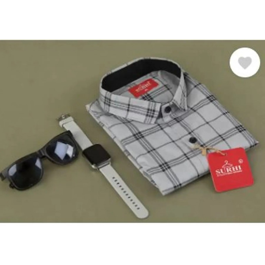 Reliable White Cotton Checked Long Sleeves Casual Shirts For Men