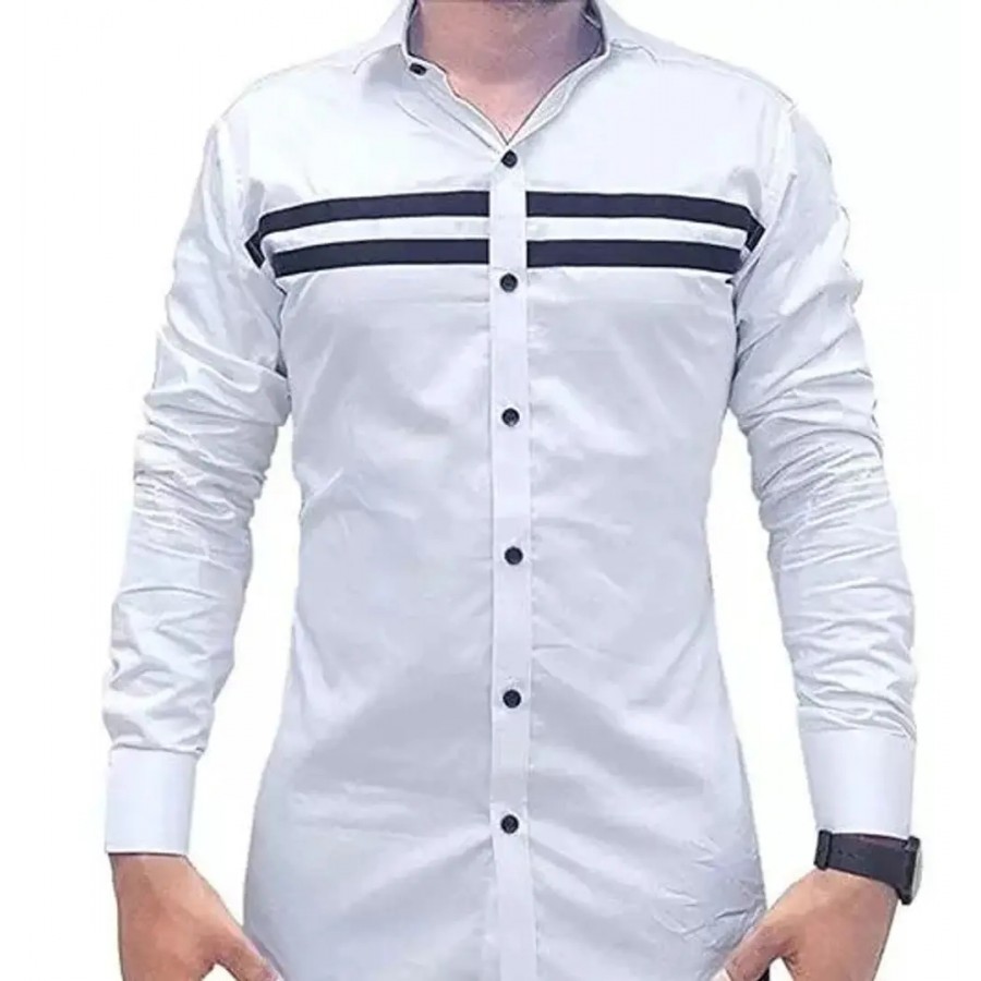 Reliable White Cotton Long Sleeves Casual Shirt For Men