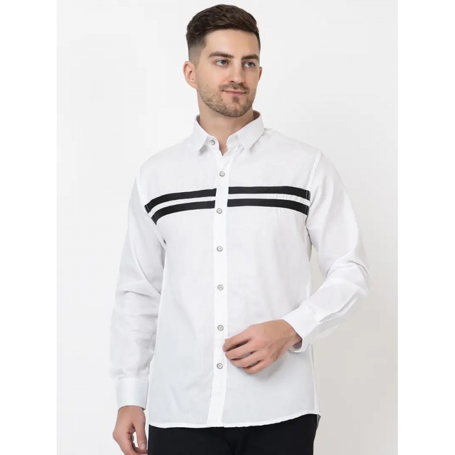 Reliable White Cotton Long Sleeves Casual Shirt For Men