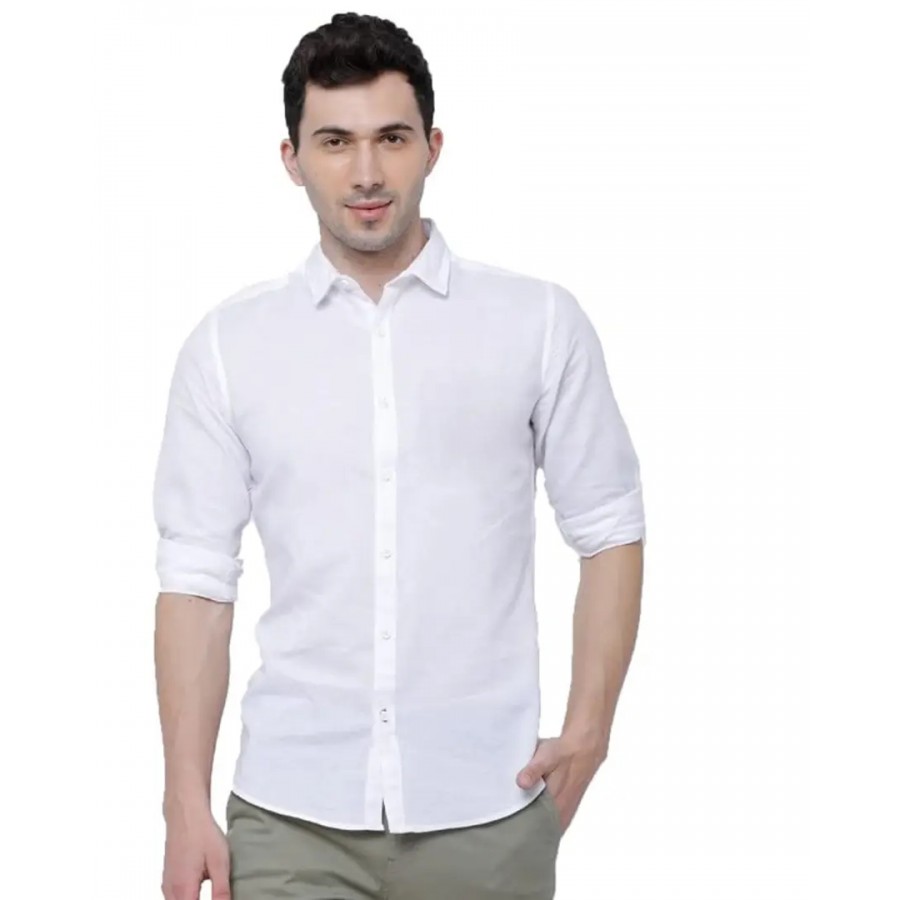 Reliable White Cotton Printed Long Sleeves Casual Shirts For Men