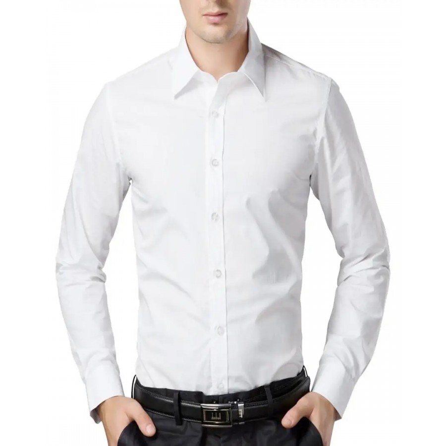 Reliable White Cotton Solid Long Sleeves Casual Shirts For Men