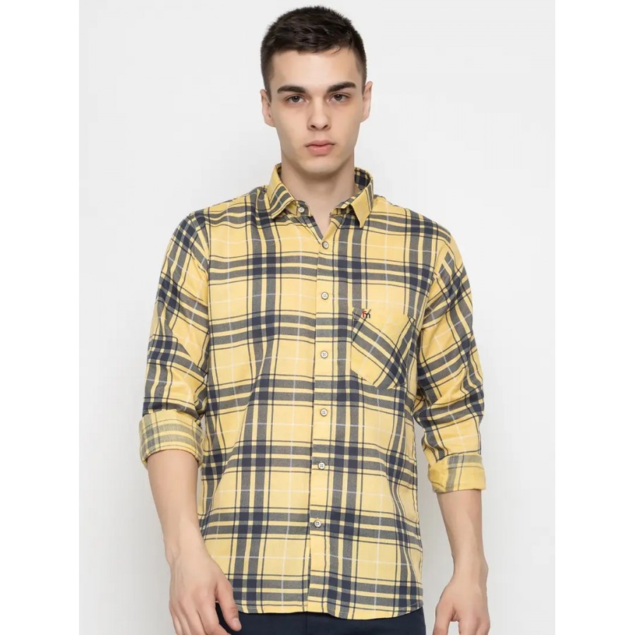 Reliable Yellow Cotton Long Sleeves Casual Shirt For Men