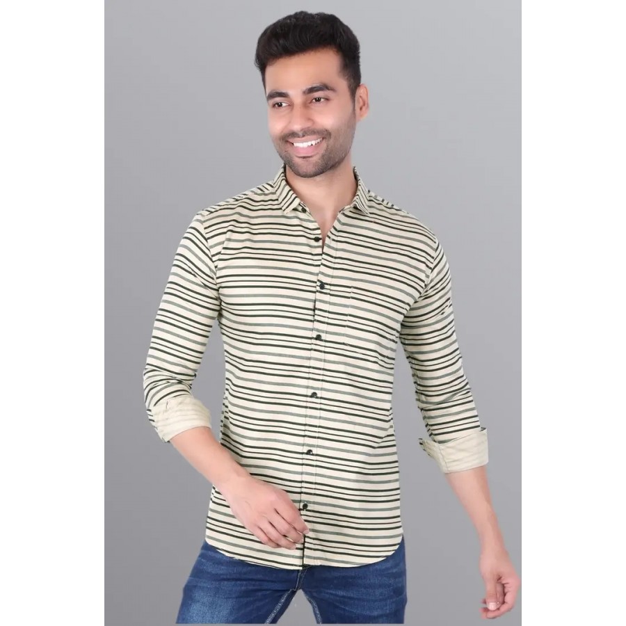 Reliable Beige Striped Shirts For Men