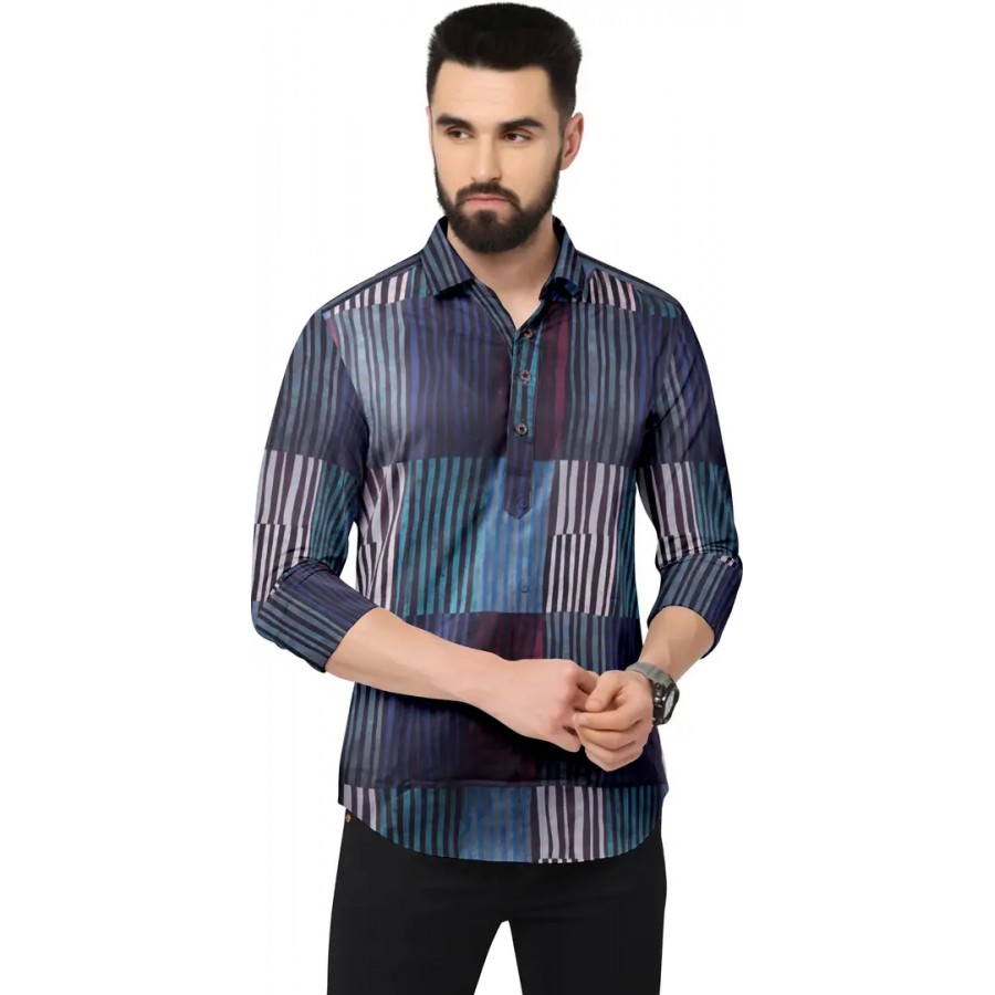 Reliable Black Cotton Blend  Long Sleeves Casual Shirts For Men