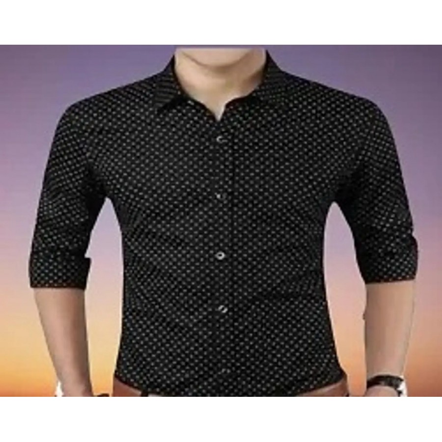 Reliable Black Cotton Printed Long Sleeves Casual Shirts For Men