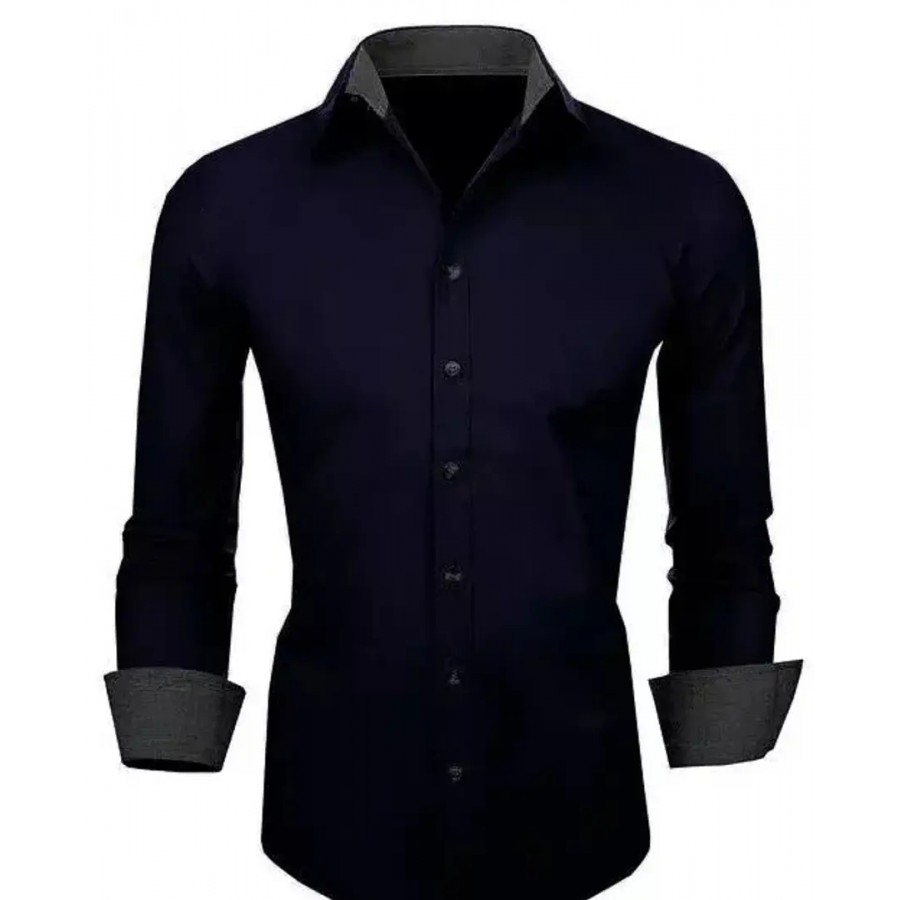 Reliable Dark Pink Cotton Blend Solid Long Sleeves Casual Shirts For Men