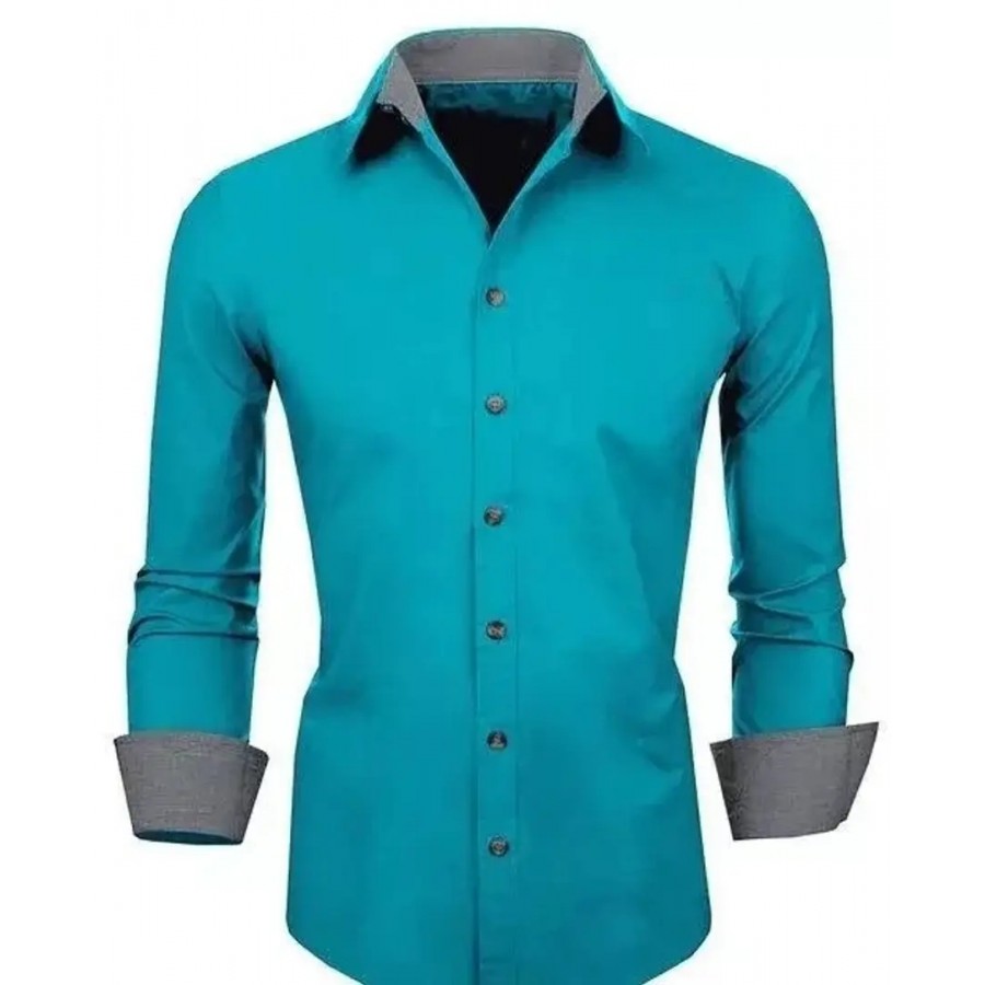 Reliable Maroon Cotton Blend Solid Long Sleeves Casual Shirts For Men