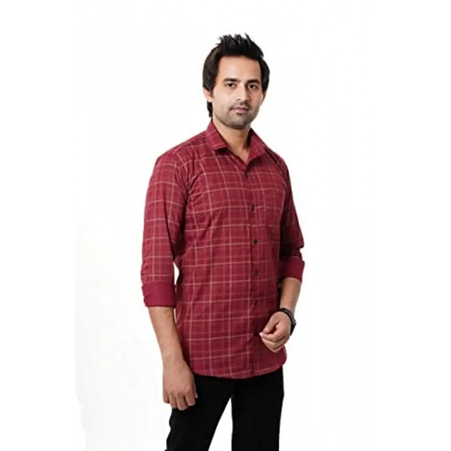 Reliable Red Cotton Checked Long Sleeves Casual Shirts For Men