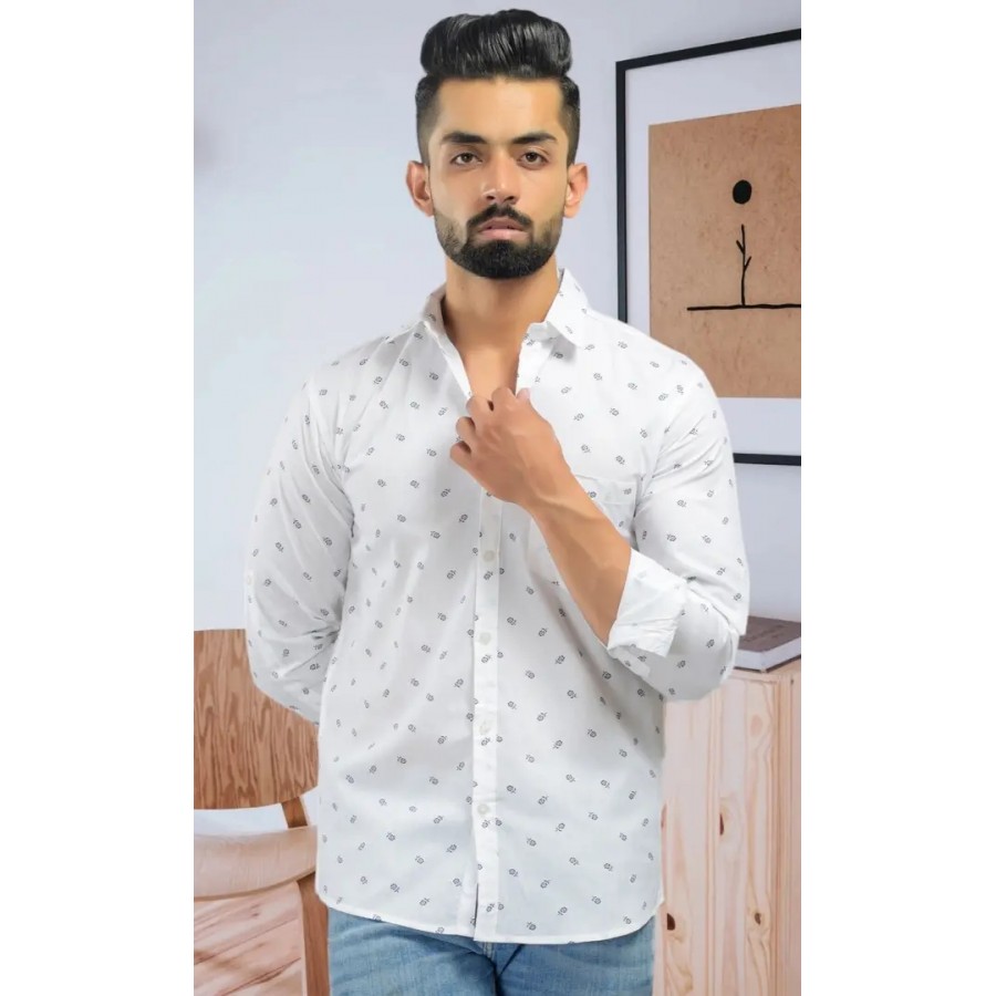 Reliable White Cotton Long Sleeves Casual Shirt For Men