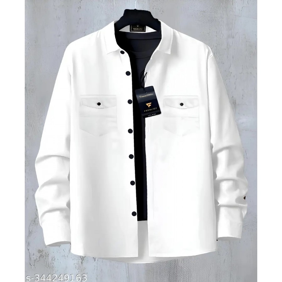 Reliable White Cotton Solid Long Sleeves Casual Shirts For Men