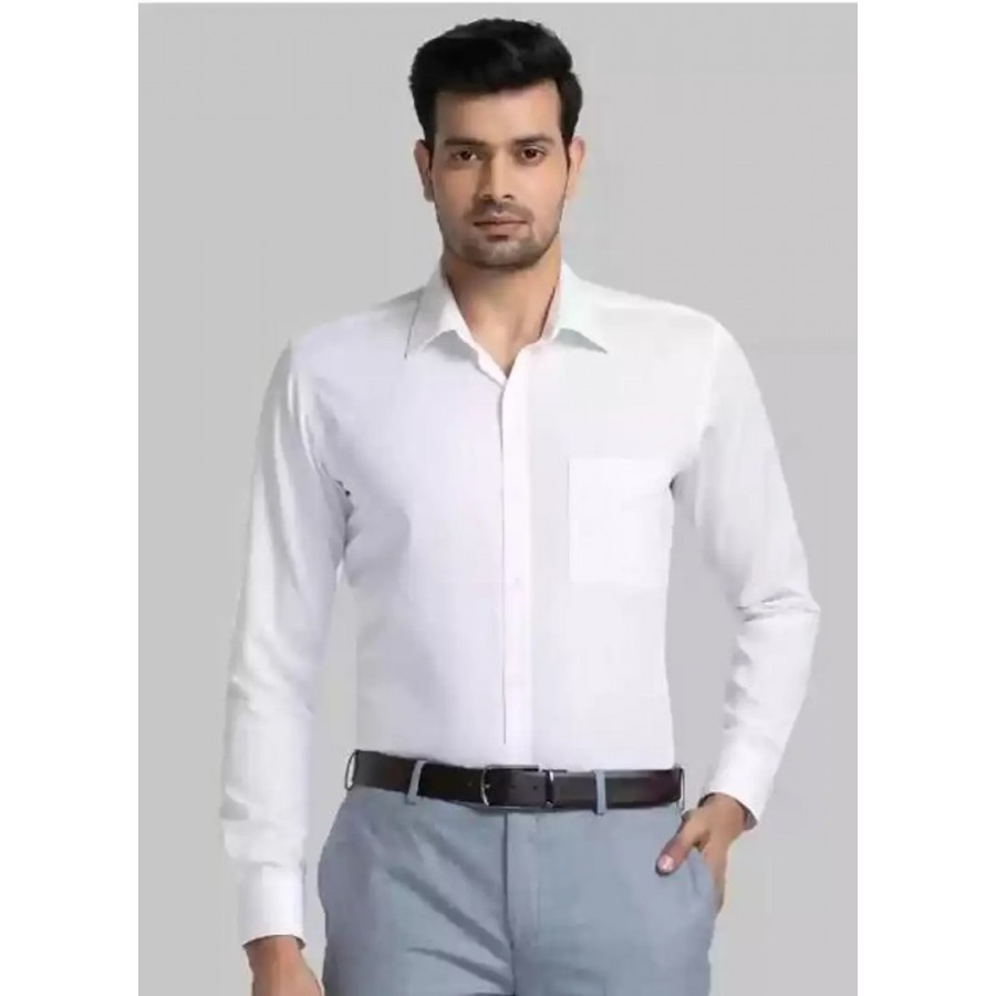 Reliable White Cotton Solid Long Sleeves Casual Shirts For Men