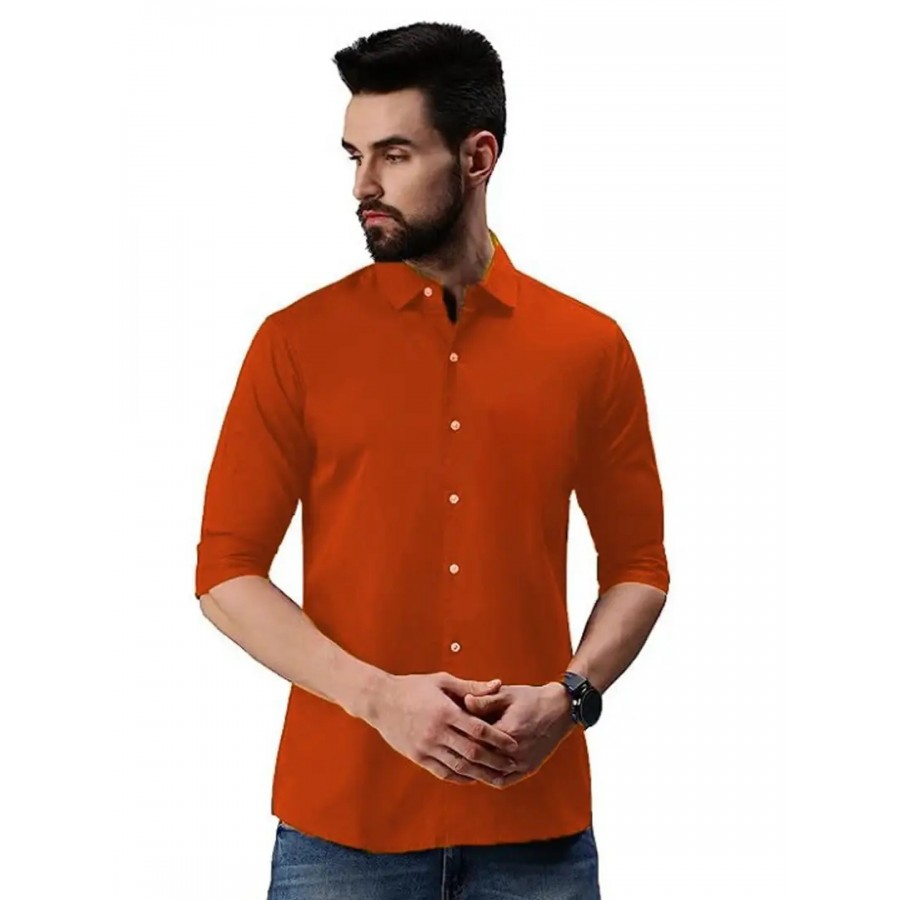 Rust Cotton Full Sleeve Shirt