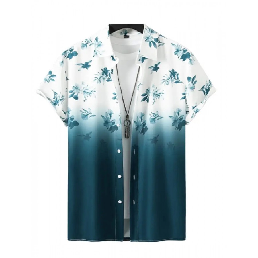 SL FASHION Men's Shirts Casual Shirts Formal Shirt (X-Large, Sky Flower)