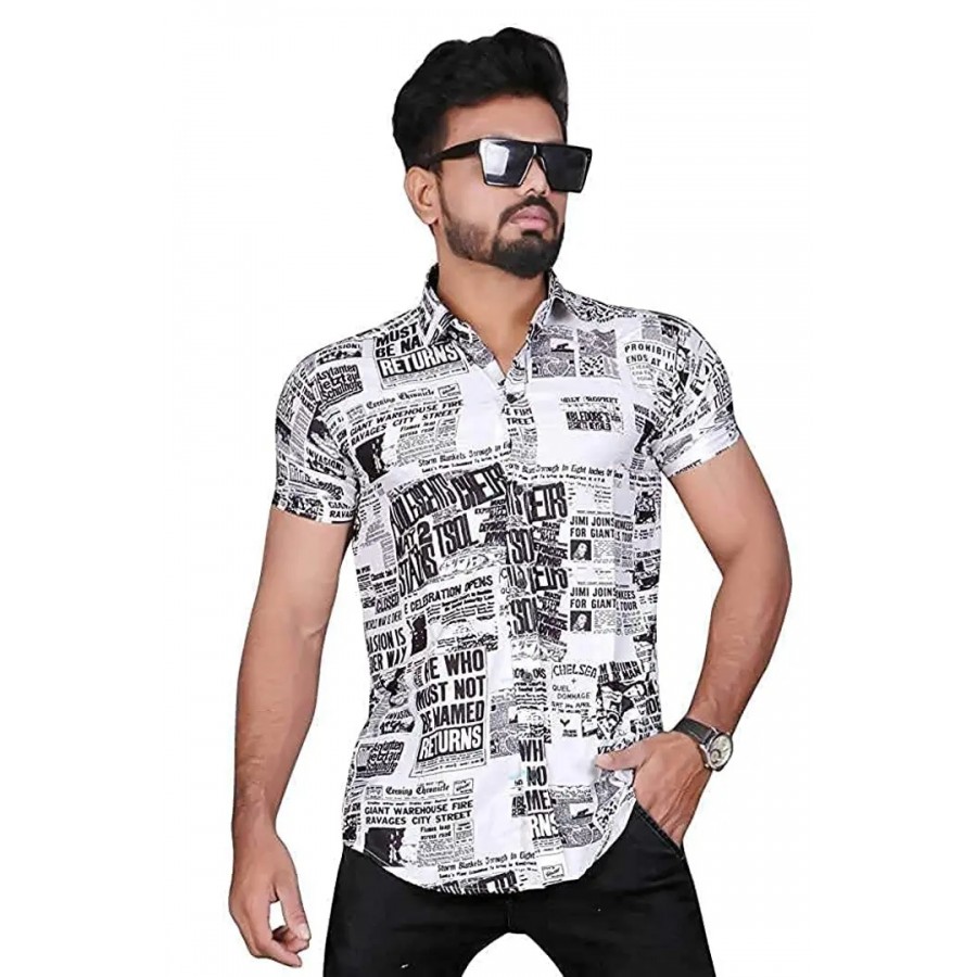 SL FASHION Men's Shirts Casual Shirts Formal Shirt (X-Large, White Paper)