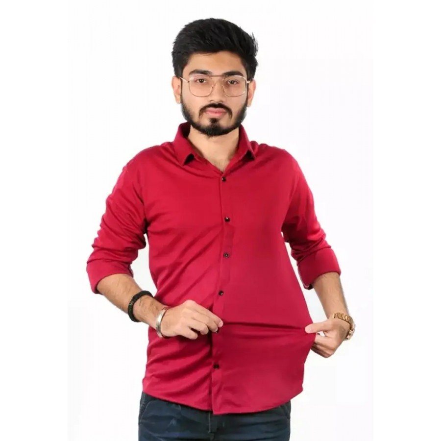 Soft Lycra Maroon Casual Shirt