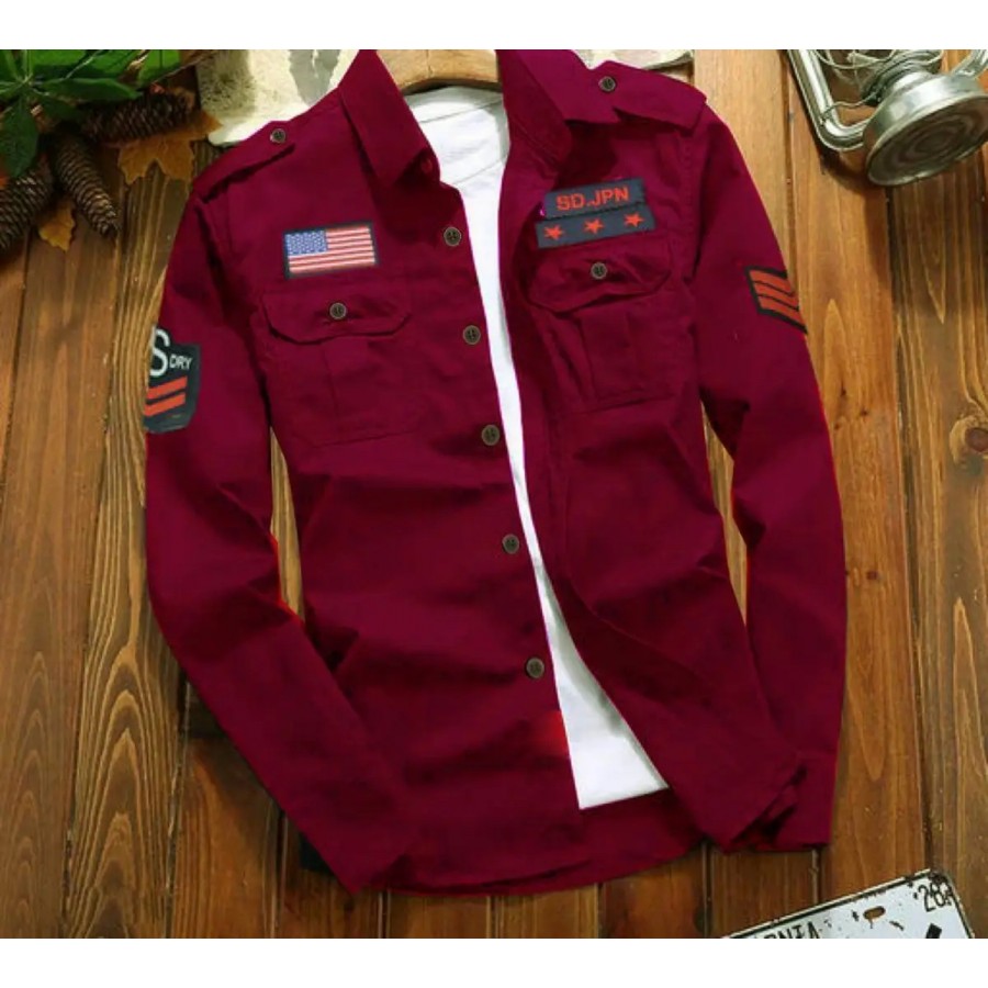 Strikey Maroon DP Patch Shirt