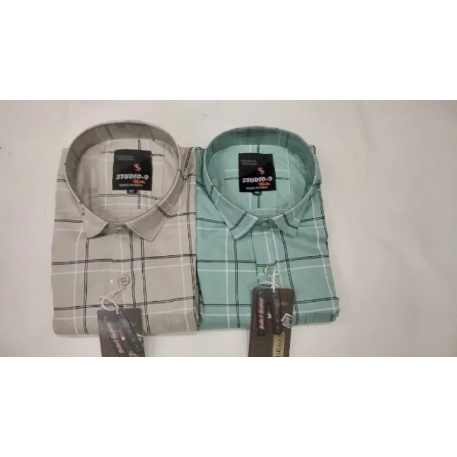 Stunning Cotton Checked Casual Shirts For Men- Pack Of 2