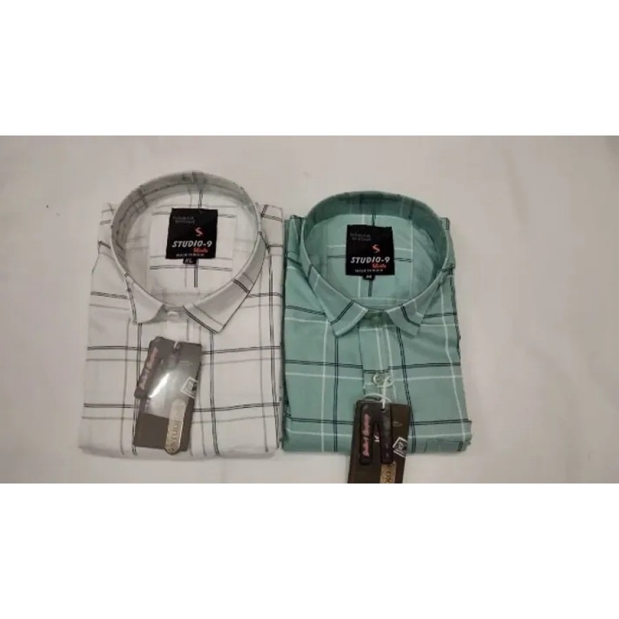 Stunning Cotton Checked Casual Shirts For Men- Pack Of 2