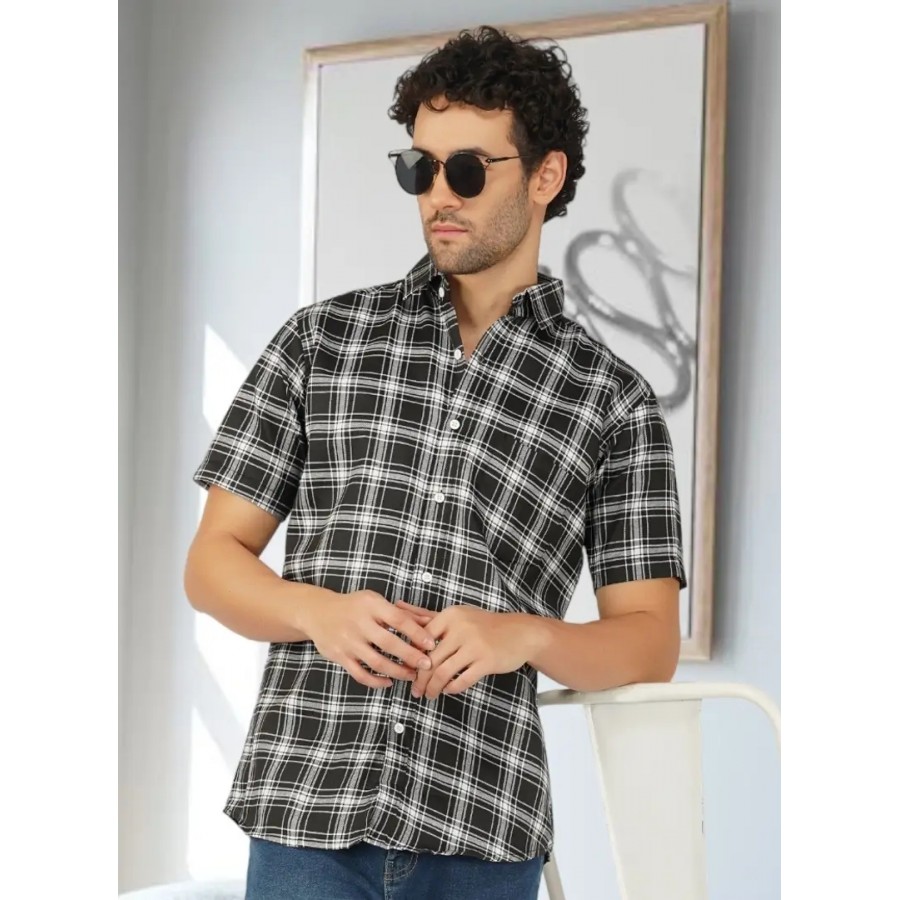 Stylish Black Cotton Blend Long Sleeves Shirt For Men