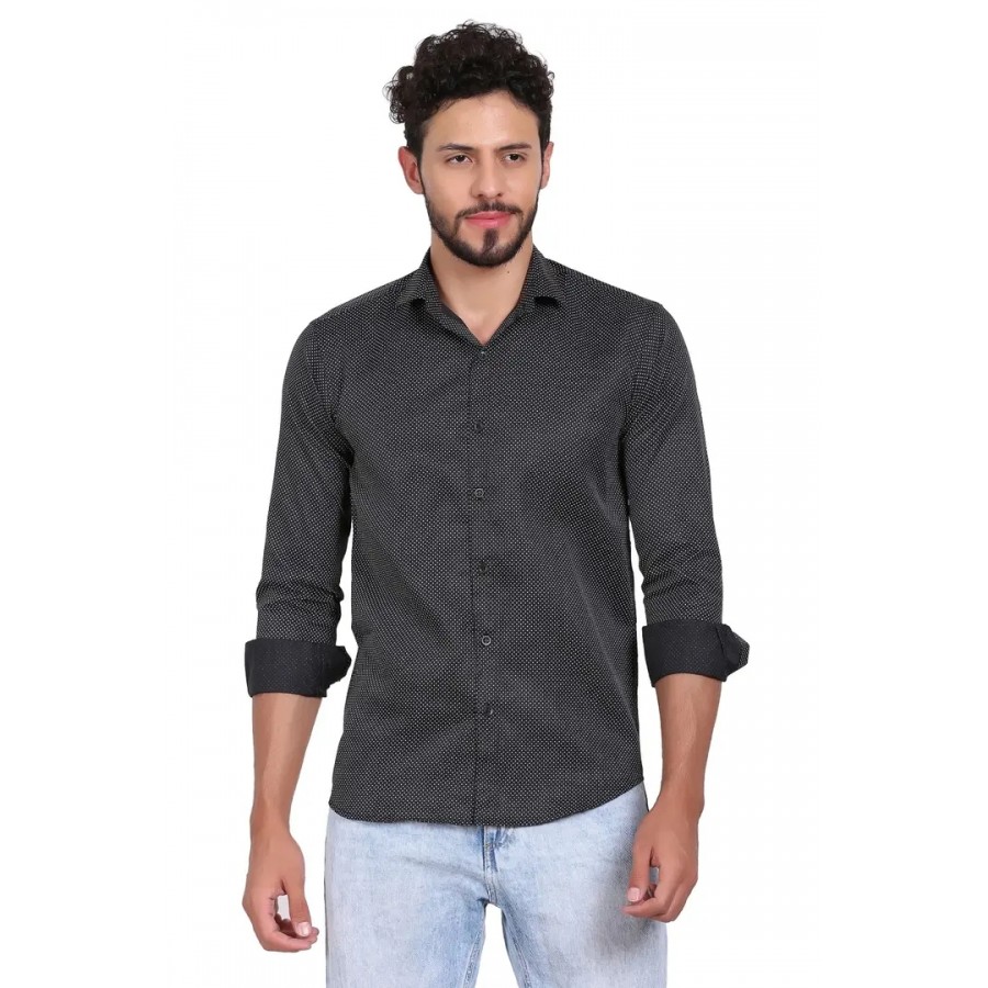 Stylish Black Polyester Long Sleeves Shirt For Men