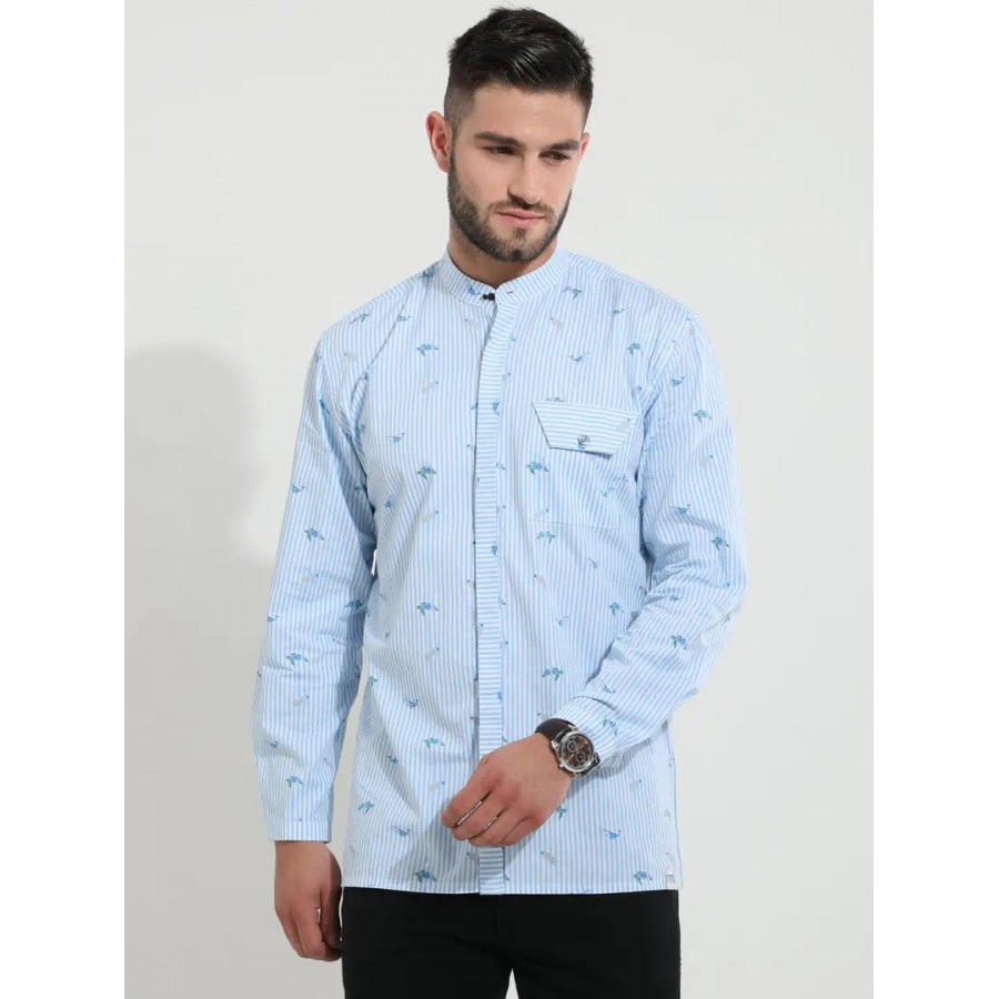 Stylish Blue Cotton Casual Shirts For Men