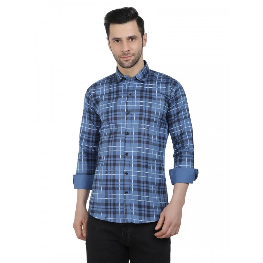 Stylish Cotton Blend Check Shirt for Men