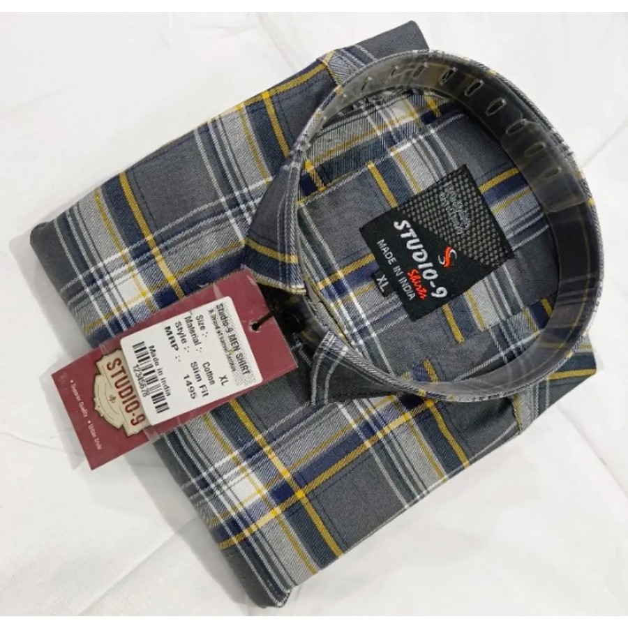 Stylish Cotton Blend Checked Long Sleeves Casual Shirt