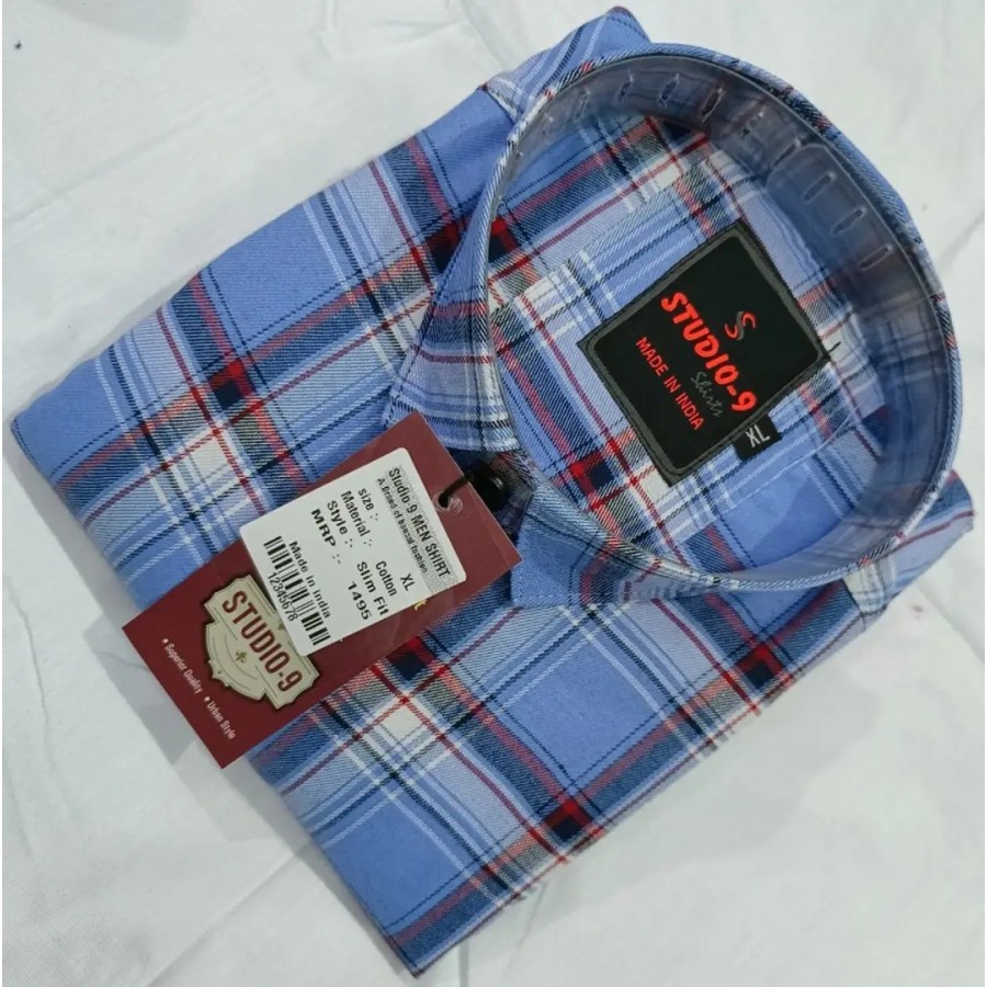 Stylish Cotton Blend Checked Long Sleeves Casual Shirt