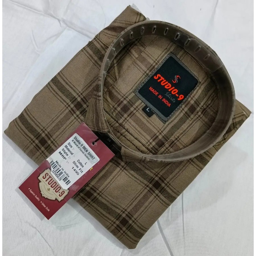 Stylish Cotton Blend Checked Long Sleeves Casual Shirt