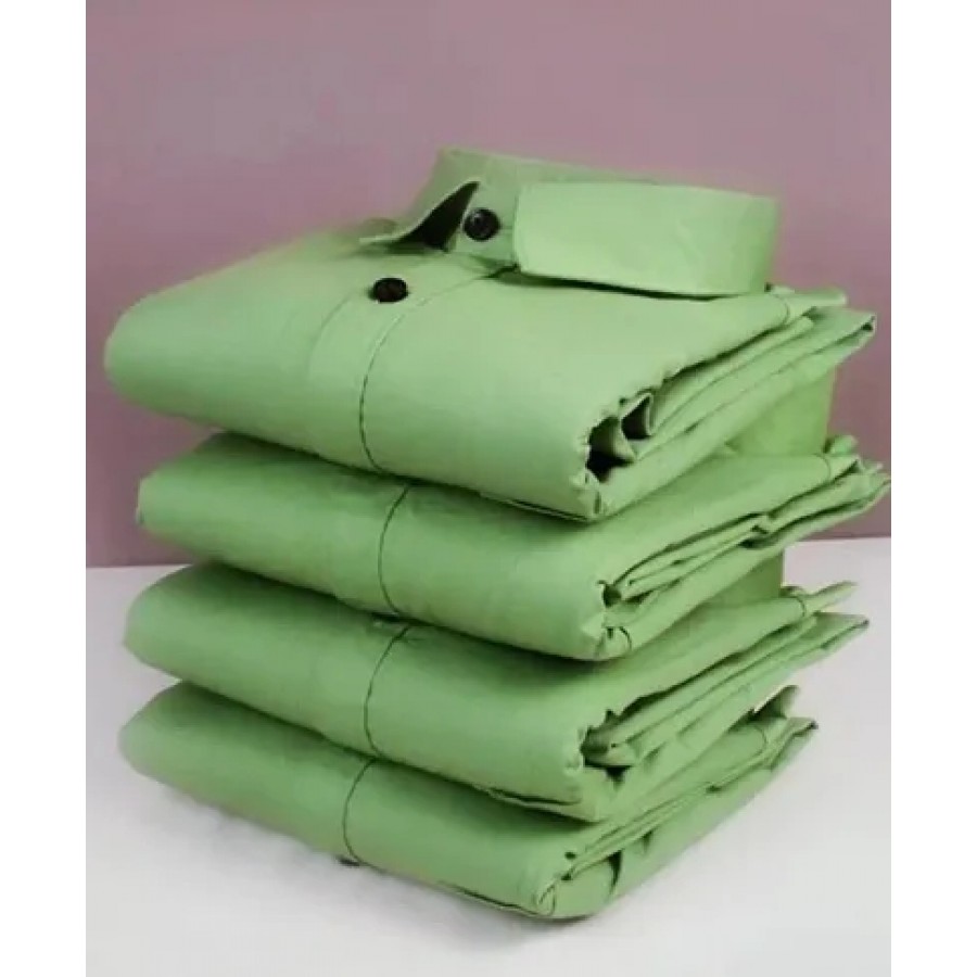 Stylish Cotton Blend Green Solid Long Sleeves Casual Shirt For Men ( 1 Pcs )