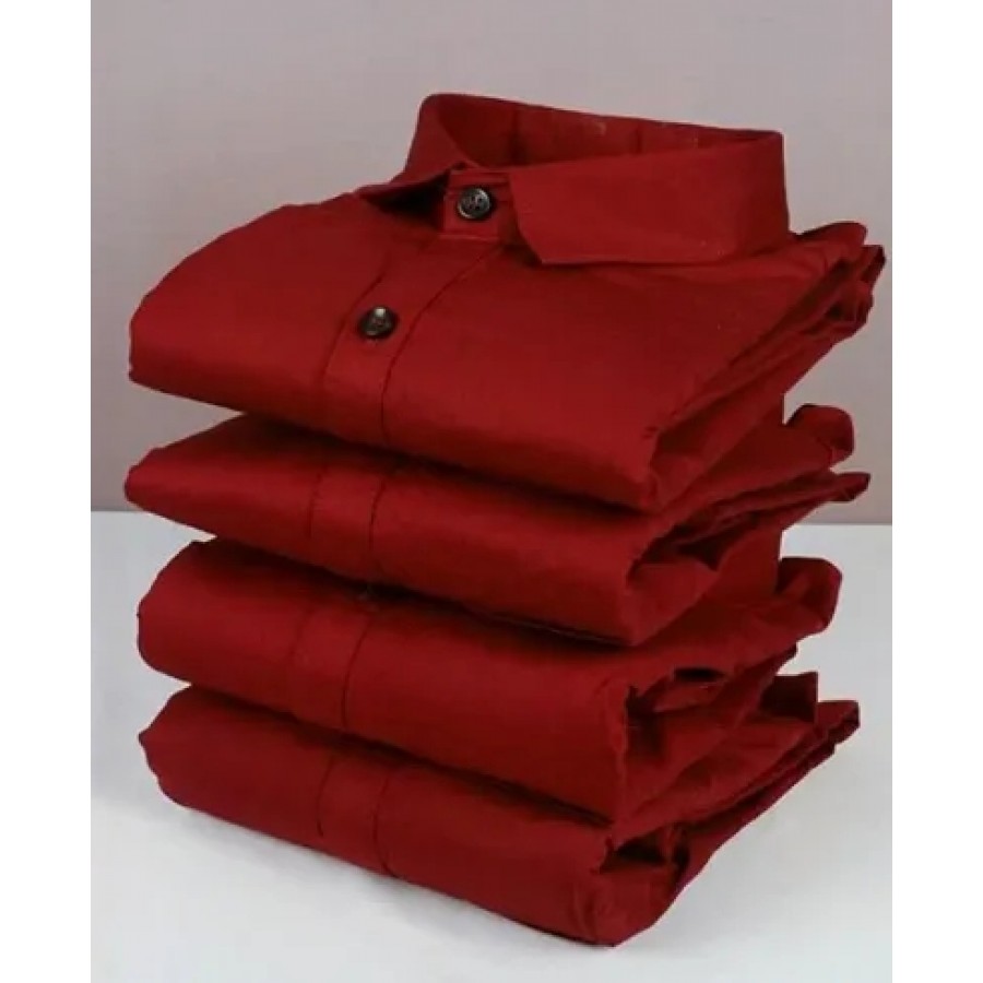 Stylish Cotton Blend Maroon Solid Long Sleeves Casual Shirt For Men ( 1 Pcs )