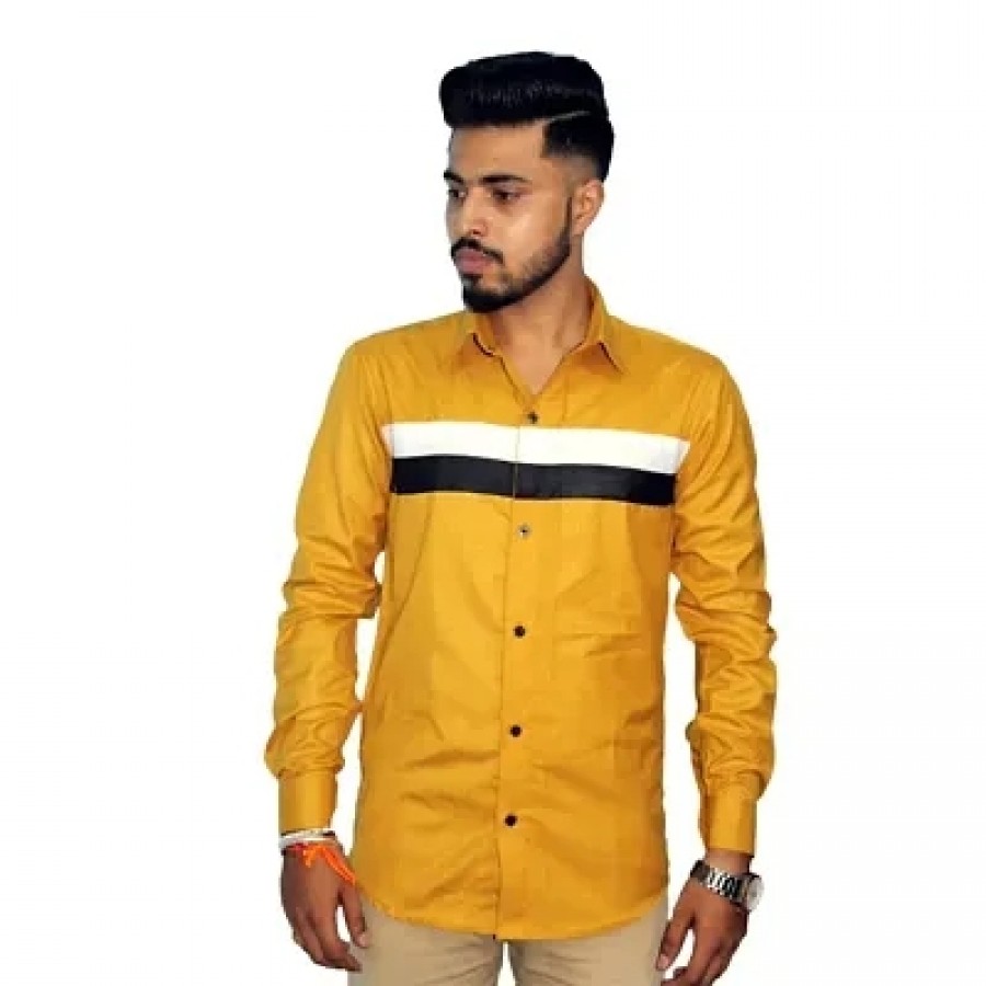 Stylish Cotton Blend Mustard Casual Shirt