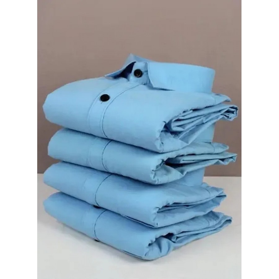 Stylish Cotton Blend Turquoise Solid Long Sleeves Casual Shirt For Men ( 1 Pcs )