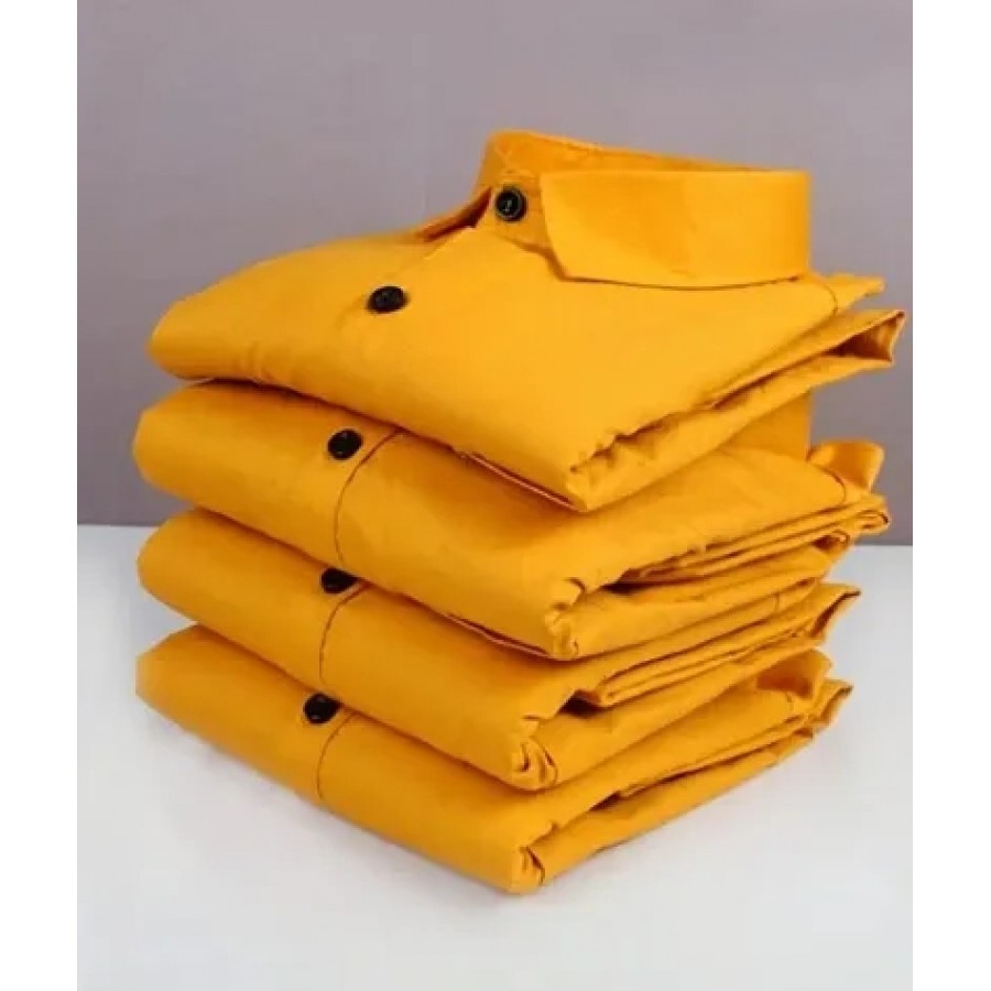 Stylish Cotton Blend Yellow Solid Long Sleeves Casual Shirt For Men ( 1 Pcs )