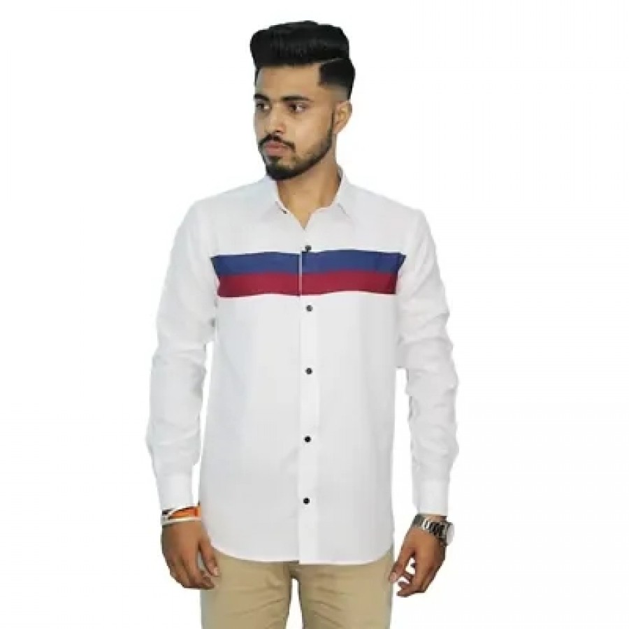 Stylish Cotton Blend white Casual Shirt For Men