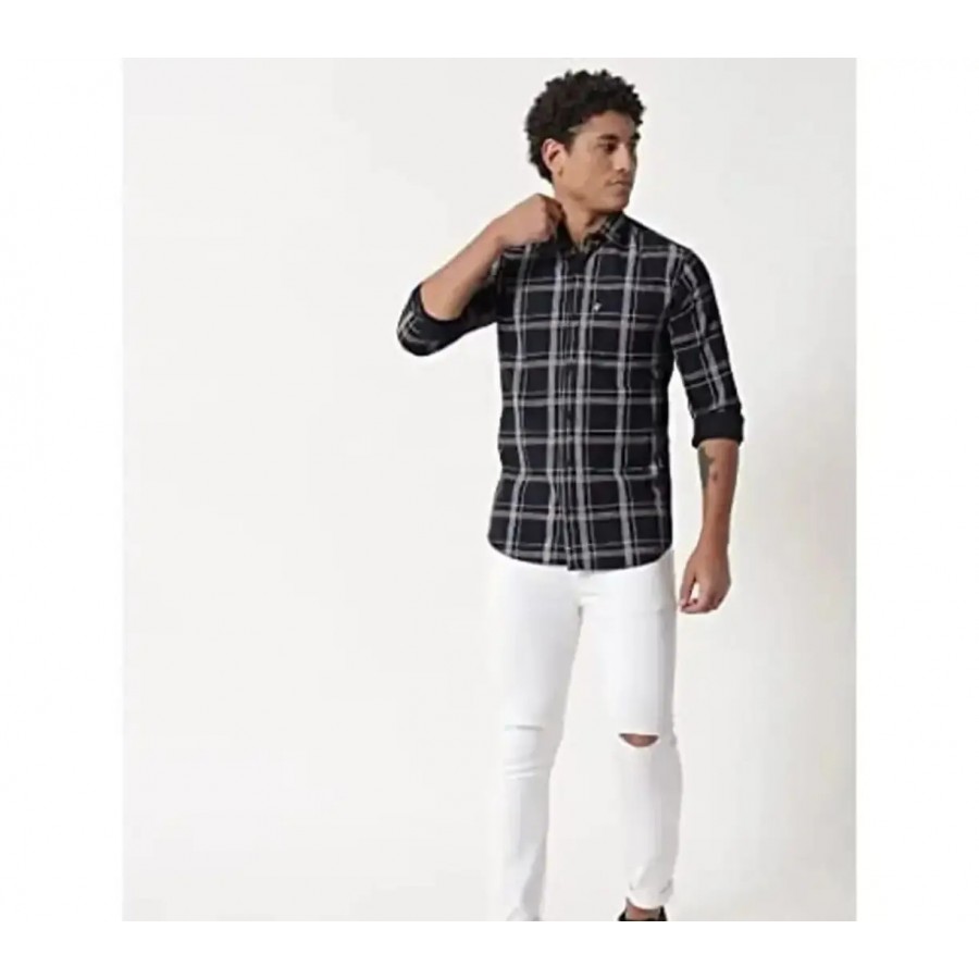 Stylish Cotton Checked Casual Shirt For Men