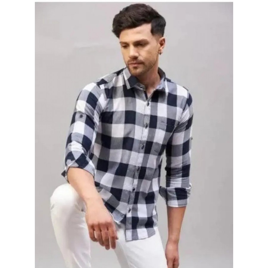 Stylish Cotton Checked Long Sleeves Shirt For Men