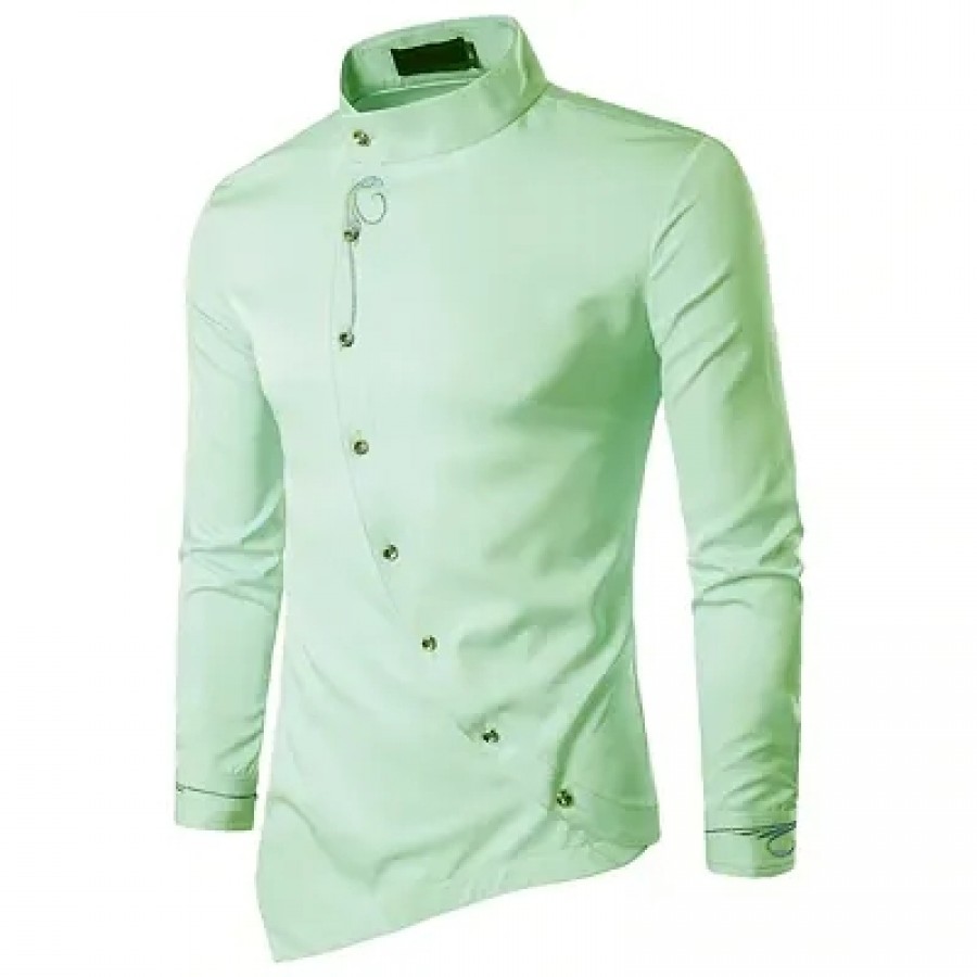 Stylish Cotton Green Solid Long Sleeves Casual Shirt For Men