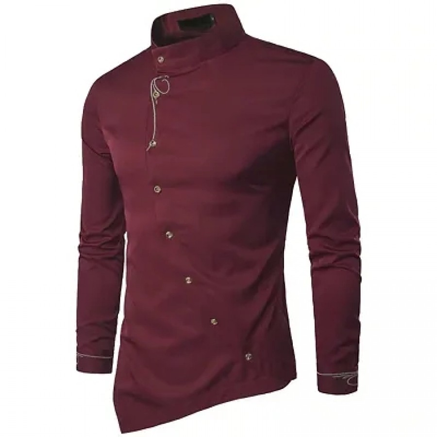 Stylish Cotton Maroon Solid Long Sleeves Casual Shirt For Men